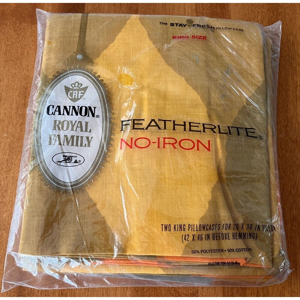 Cannon Royal Family King Pillowcase Set 2 Seven Seas No Iron USA VINTAGE NEW